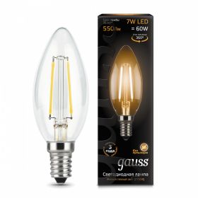 Лампа (LED) Светодиодная Gauss 7W E14 2700K Filament Candle 103801107 / Гаус