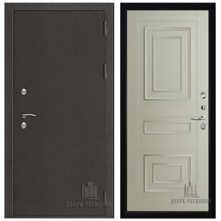 Дверь входная Двери Регионов Термо 3 Антик Темное Серебро Флоренция 62001 Серена Светло-серый