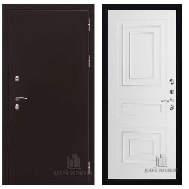 Дверь входная Двери Регионов Термо 3 Медный Антик Флоренция 62001 Серена Белый металлическая