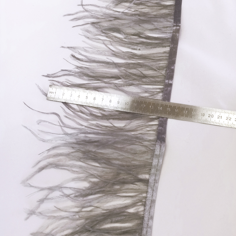 Перья серые, перьевая лента шириной, 12-17 см, арт PSL064-15, цвет серый