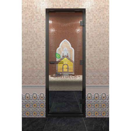Дверь стеклянная DW хамам В Черном Профиле