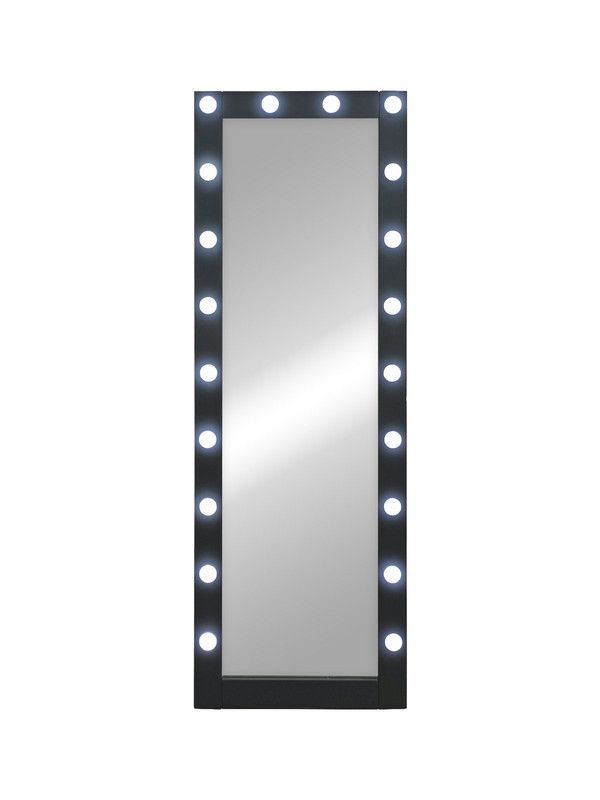 Зеркало Континент Гримерное напольное черное 600х1750 (20 ламп) ЗГП45