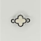 фото Бусина-коннектор Крест серебро с эмалью 18х11х3мм белый/серебро