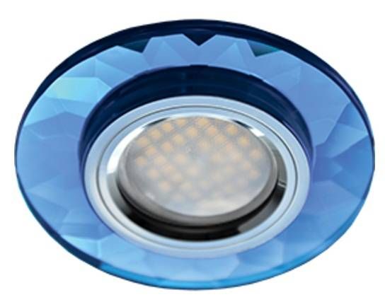 Светильник встраиваемый Ecola DL1654 MR16 GU5.3 стекло граненый Голубой/Хром 25x90 FL1654EFF