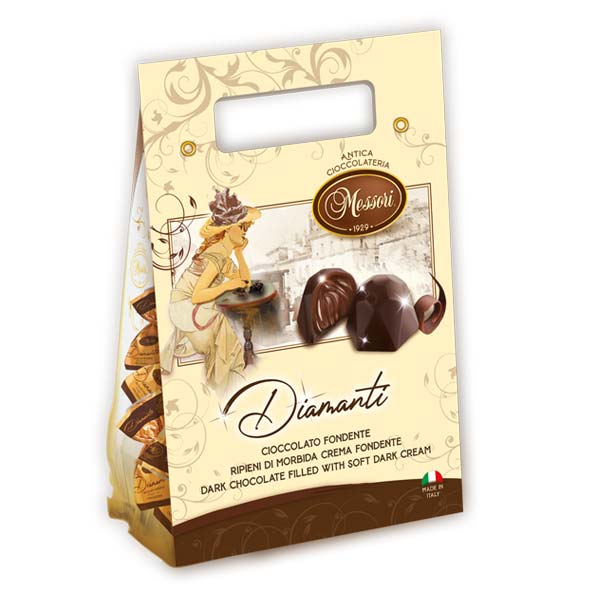Пралине из темного шоколада с шоколадным кремом 200 г, Diamante cioccolato fondente, Messori, 200 g