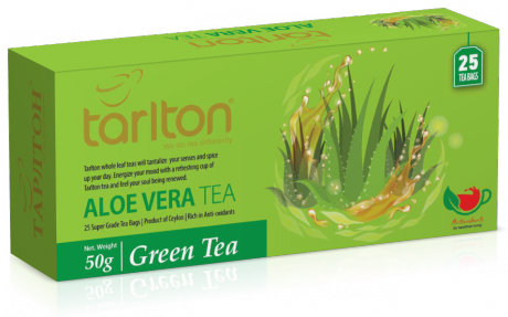 Чай зеленый Tarlton Aloe Vera, вкус алое вера, 25 пак., Шри-Ланка