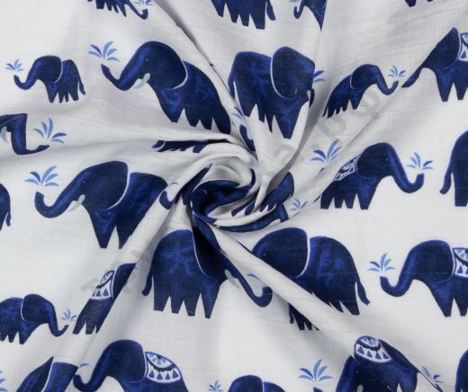 Муслиновая пеленка Синие слоны (хлопок)