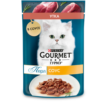 Влажный корм для кошек Gourmet Perle Нежное филе для кошек, с уткой в соусе 75 гр