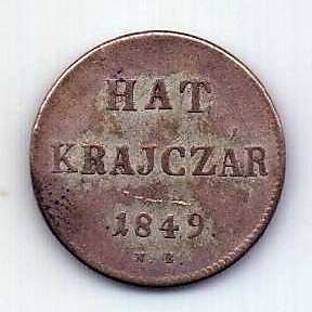 6 крейцеров 1849 Венгрия Революция XF