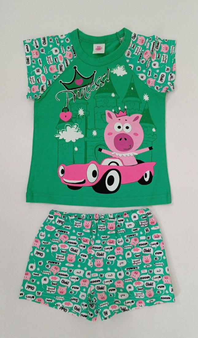 Зеленая легкая пижама для девочки