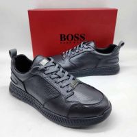 Мужские кроссовки Hugo Boss кожаные черные