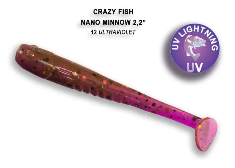 Приманка Crazy Fish Nano minnow 2.2, цвет 12 - Ultraviolet