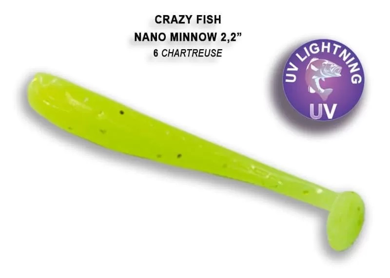 Приманка Crazy Fish Nano minnow 2.2, цвет 6 - Chartreuse