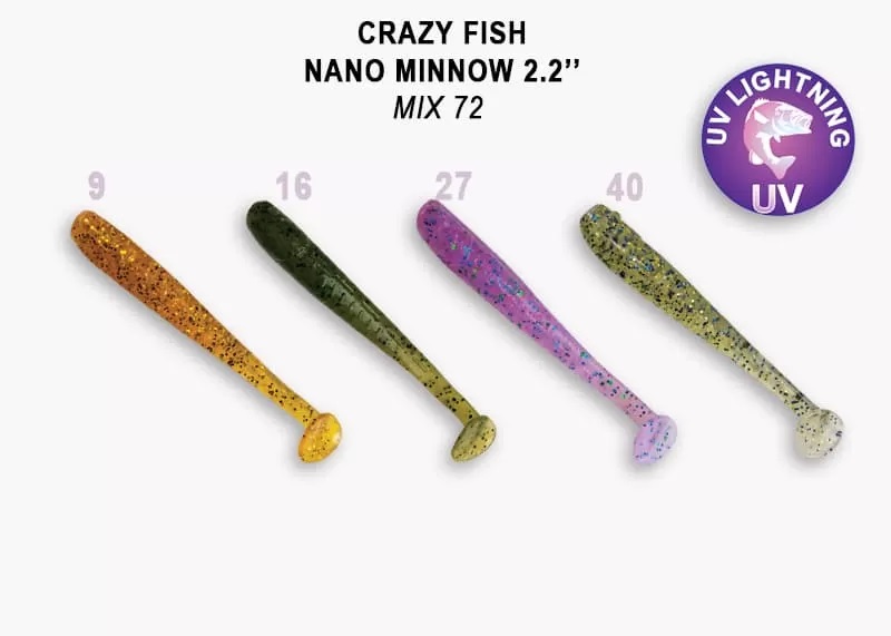 Приманка Crazy Fish Nano minnow 2.2, цвет 72 - MIX