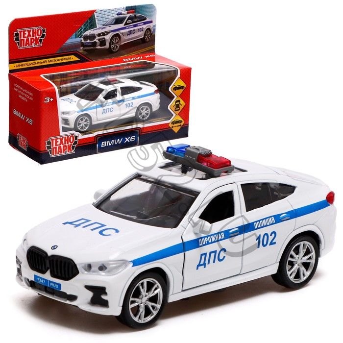 Машина металлическая «BMW X6 полиция», 12 см, двери, багаж, инерция, цвет белый