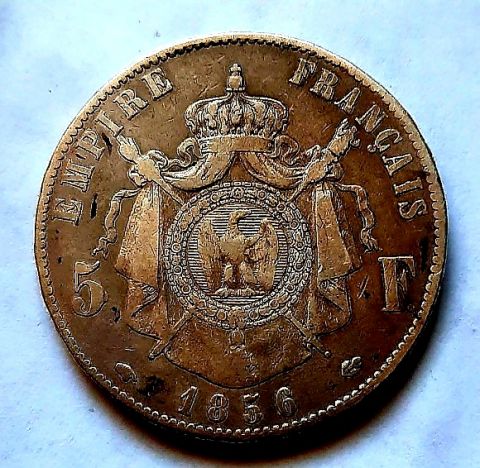 5 франков 1856 Франция Редкий год XF