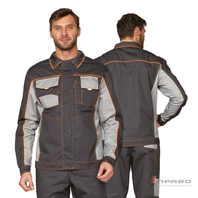 Костюм мужской "Бренд 1 2020" тёмно-серый/светло-серый (куртка и брюки) (9408)