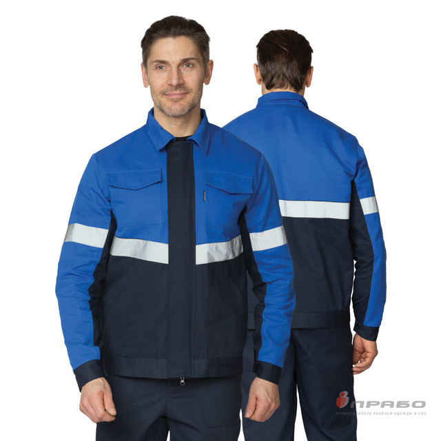 Костюм мужской "Вираж" тёмно-синий/василёк (куртка и брюки) (Кос1081)