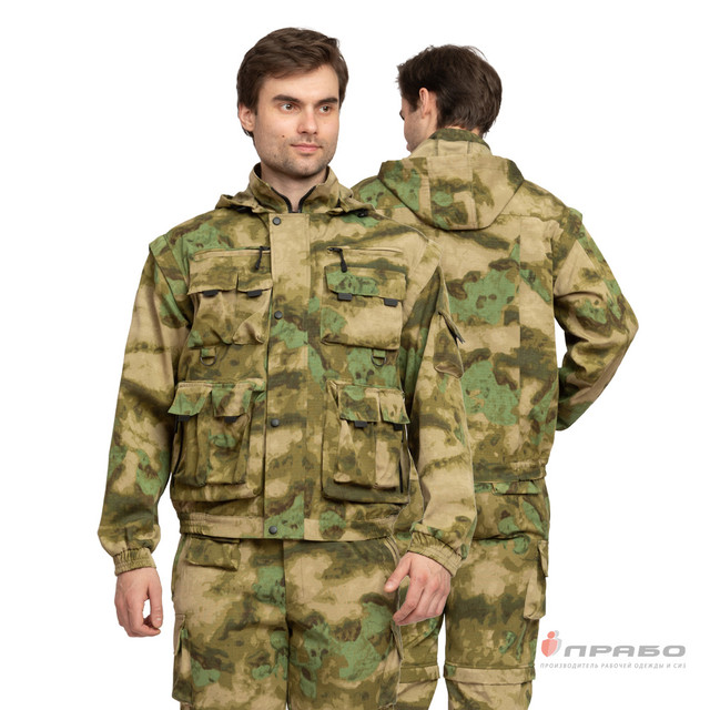 Костюм мужской "Раптор" рип-стоп КМФ мох (куртка и брюки) (Ох006)