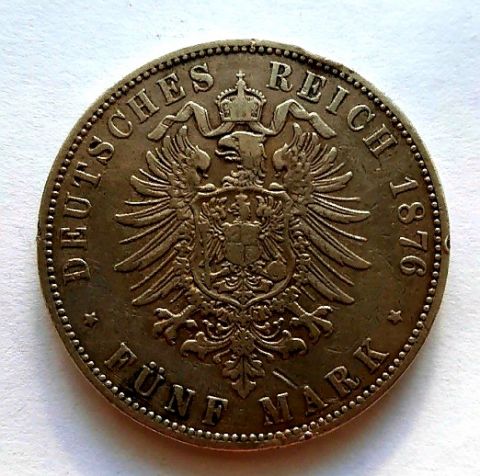5 марок 1876 Гессен XF Германия