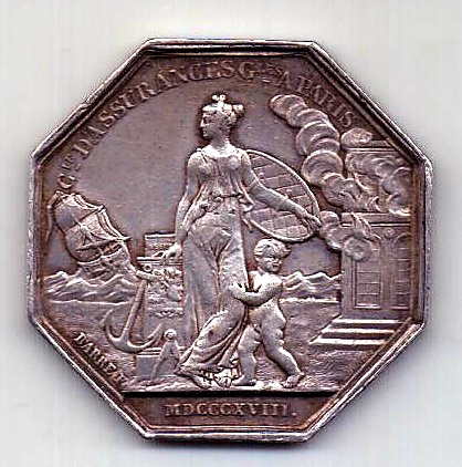 медаль 1818 Франция Людовик XVIII UNC