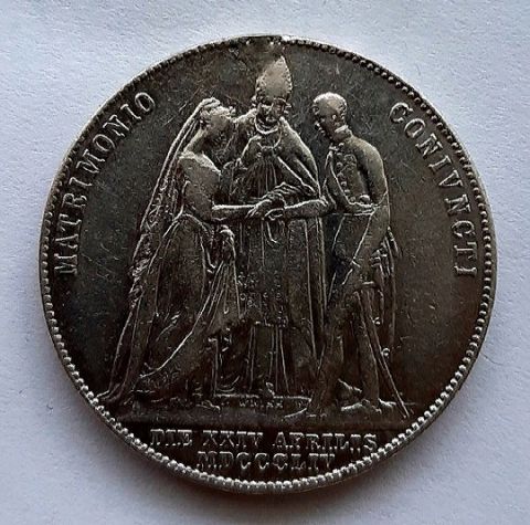 1 гульден 1854 Австрия Свадьба Франца Иосифа I