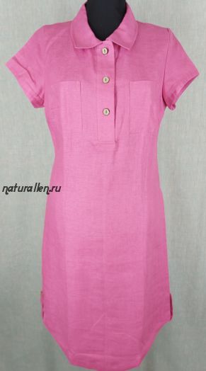 Платье льняное "Поло" (розовый цвет) рр42
