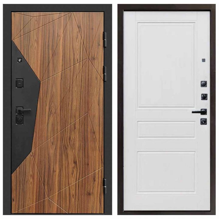 Входная дверь Termo-door Авангард BLACK Классика Белое дерево Металлическая