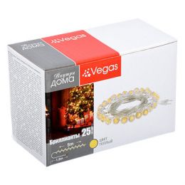 Светодиодная гирлянда для дома (теплый свет) Vegas Бриллианты 25 LED, 5 м, 220V 55083