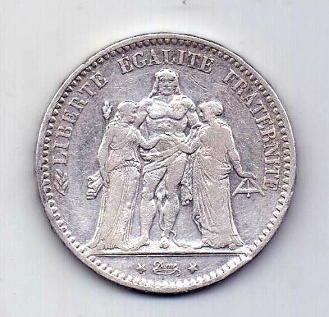 5 франков 1874 Франция XF