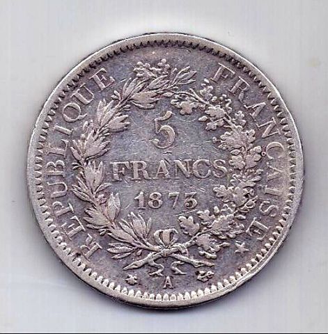 5 франков 1873 Франция XF