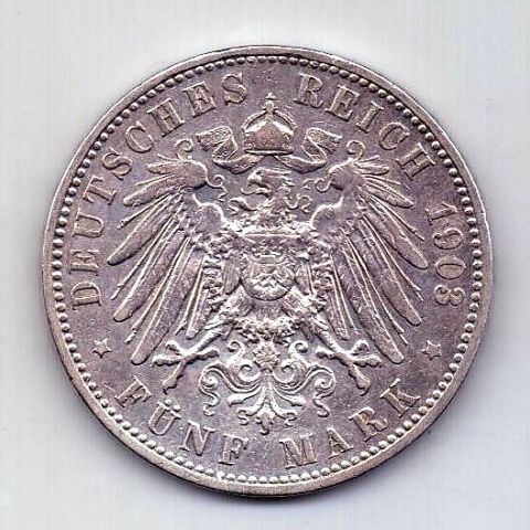5 марок 1903 Пруссия XF Германия