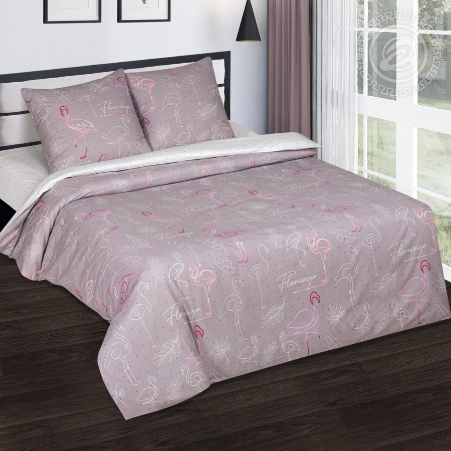 «Фламинго» (DE LUXE) постельное белье Поплин Евро