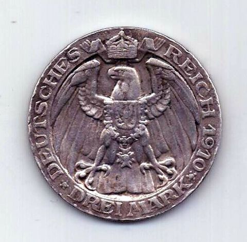 3 марки 1910 Пруссия Германия XF