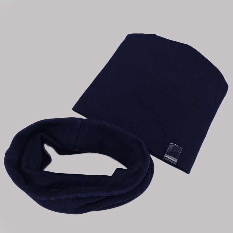 вм1437-74 Комплект двойной трикотажный кашкорсе шапка/снуд Yes сине-черный