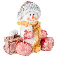 Фигурка декоративная "Снеговичек с мороженым" h=13 см