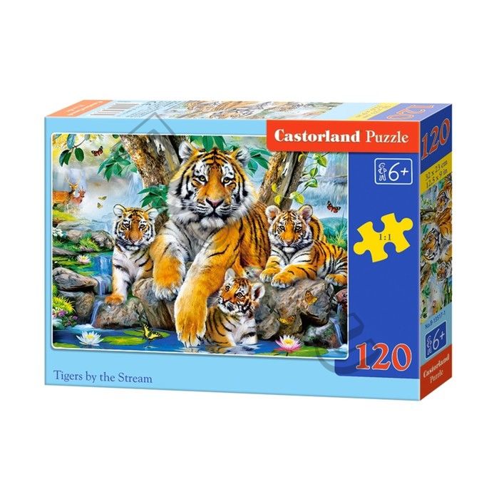 Пазл «Семья тигров у ручья», 120 элементов