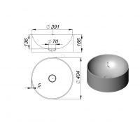 Круглая раковина из искусственного камня Holbi Vega 40,4х40,4 1.02.022.11 схема 3