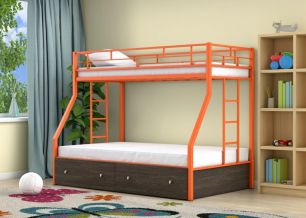 Двухъярусная кровать Милан Оранжевый ящики Венге