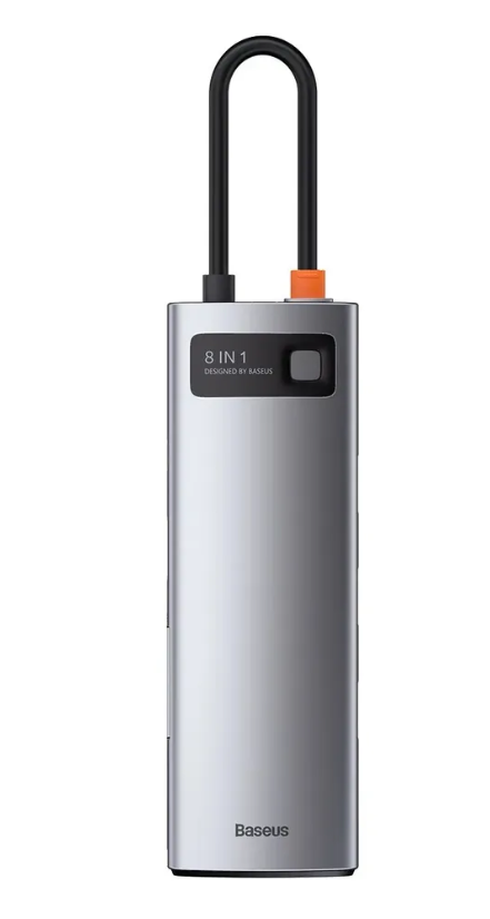 Хаб USB-концентратор Baseus Metal Gleam Series 8-in-1 Multifunctional Type-C HUB Docking Station Gray (CAHUB-CV0G)