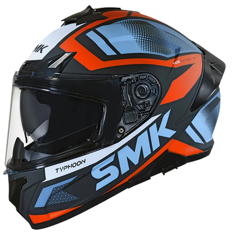 Шлем SMK TYPHOON THORN, цвет чёрный/оранжевый/голубой матовый