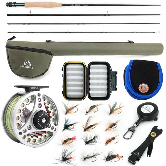 Набор для нахлыста Maxcatch (спиннинг 8'4" (250 см), катушка+шнур, 12 мух, тубус)
