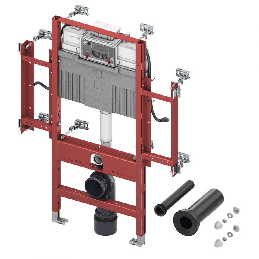 Инсталляция TECEprofil Geronto для людей с ограниченной подвижностью со сливным бачком Uni 2.0, монтаж унитаза на высоте сиденья 48 см согласно DIN 18040-1, высота 1120 мм