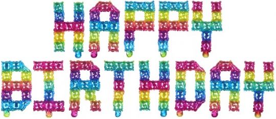 Пиксели надпись мульти Happy Birthday набор фольгированных шаров с воздухом