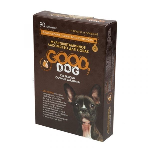 Лакомство витамины для собак Good Dog со вкусом Сочной баранины 90 таб