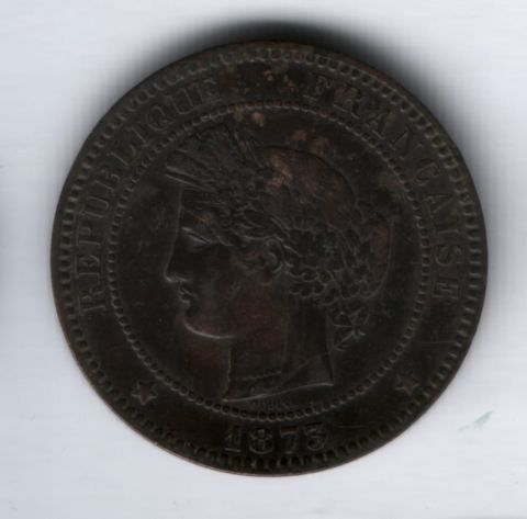 10 сантимов 1873 года А, Франция XF+
