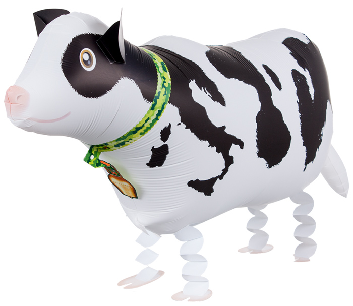 Корова малый ходячий шар фольгированный с гелием