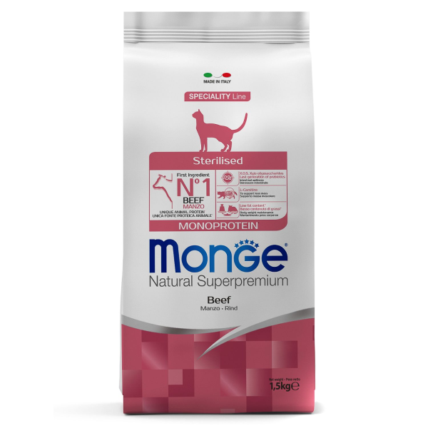 Сухой корм для стерилизованных кошек Monge Speciality Line Monoprotein Sterilised из говядины 1.5 кг