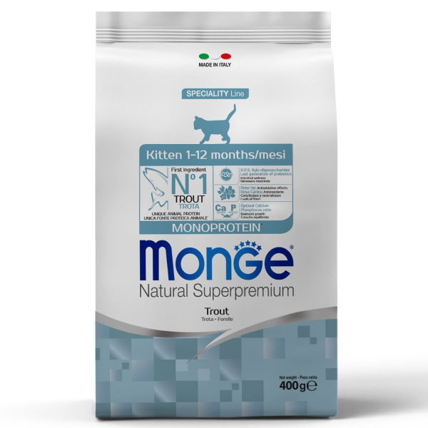 Сухой корм для котят и беременных кошек Monge Speciality Line Monoprotein Kitten из форели