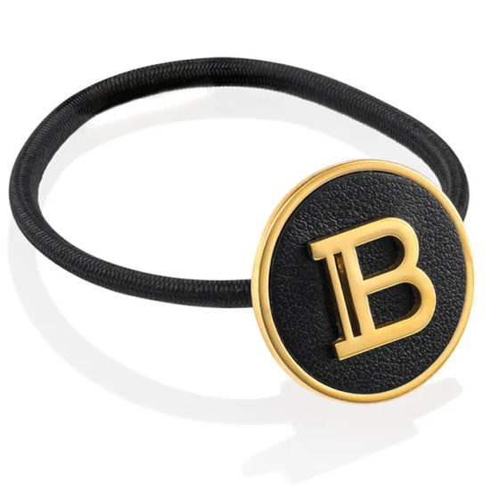 Balmain Hair Заколка - резинка цвет черный + золотой лого B/Limited Edition Elastique Pour Cheveux B Logo FW20